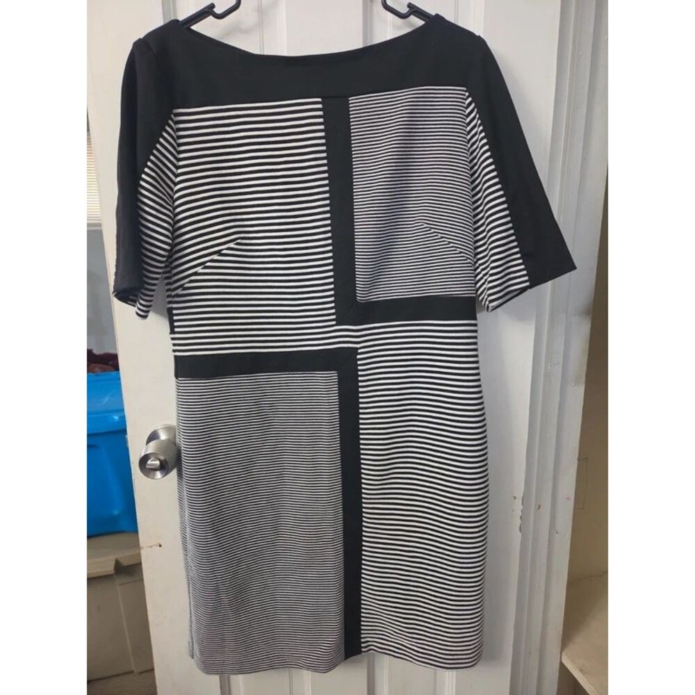 Taylor-Mid-length black and white stripe dress